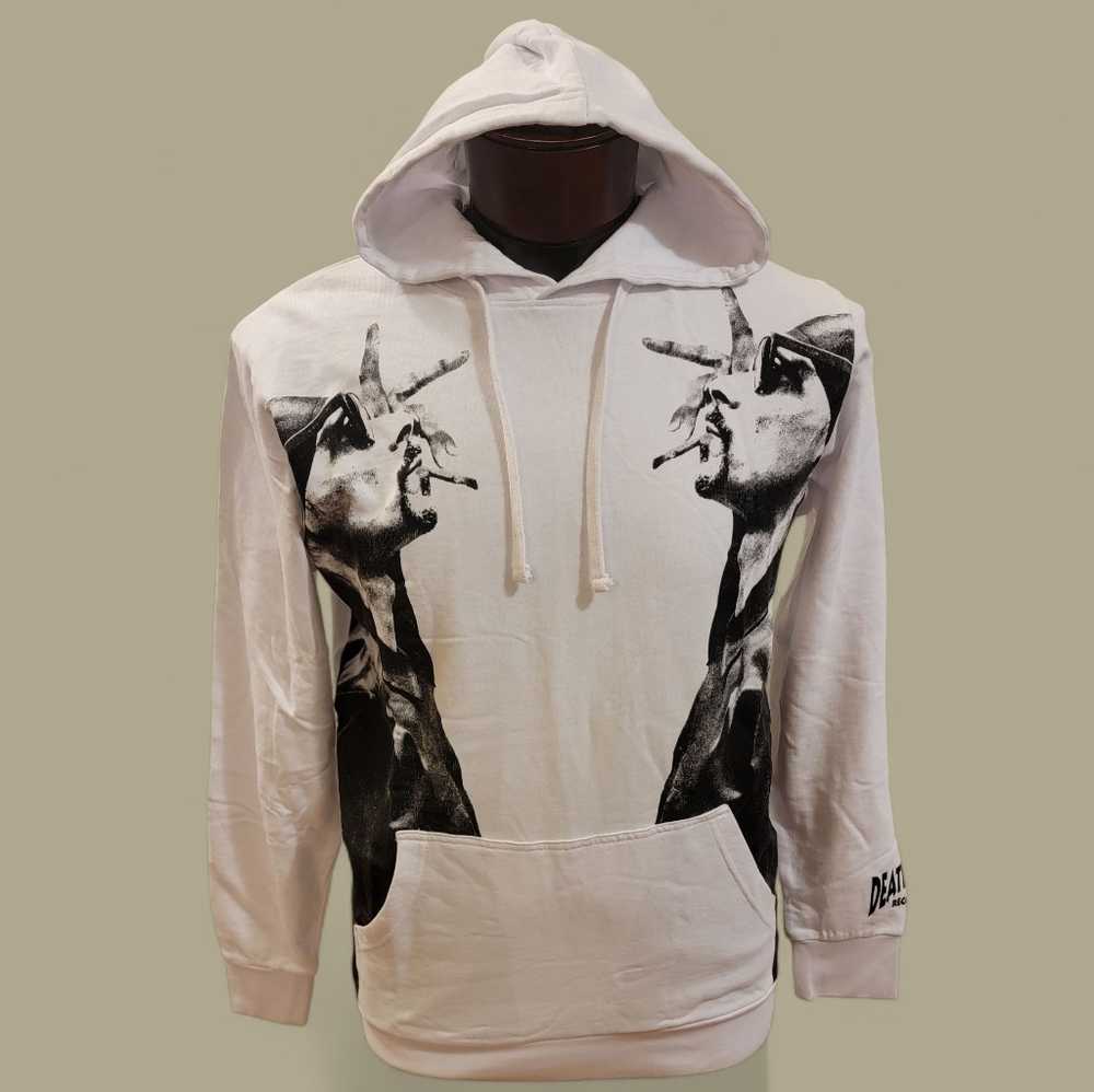 Death Row Records Size Med Mens - Snoop Dogg Profile Hoodie White NEW